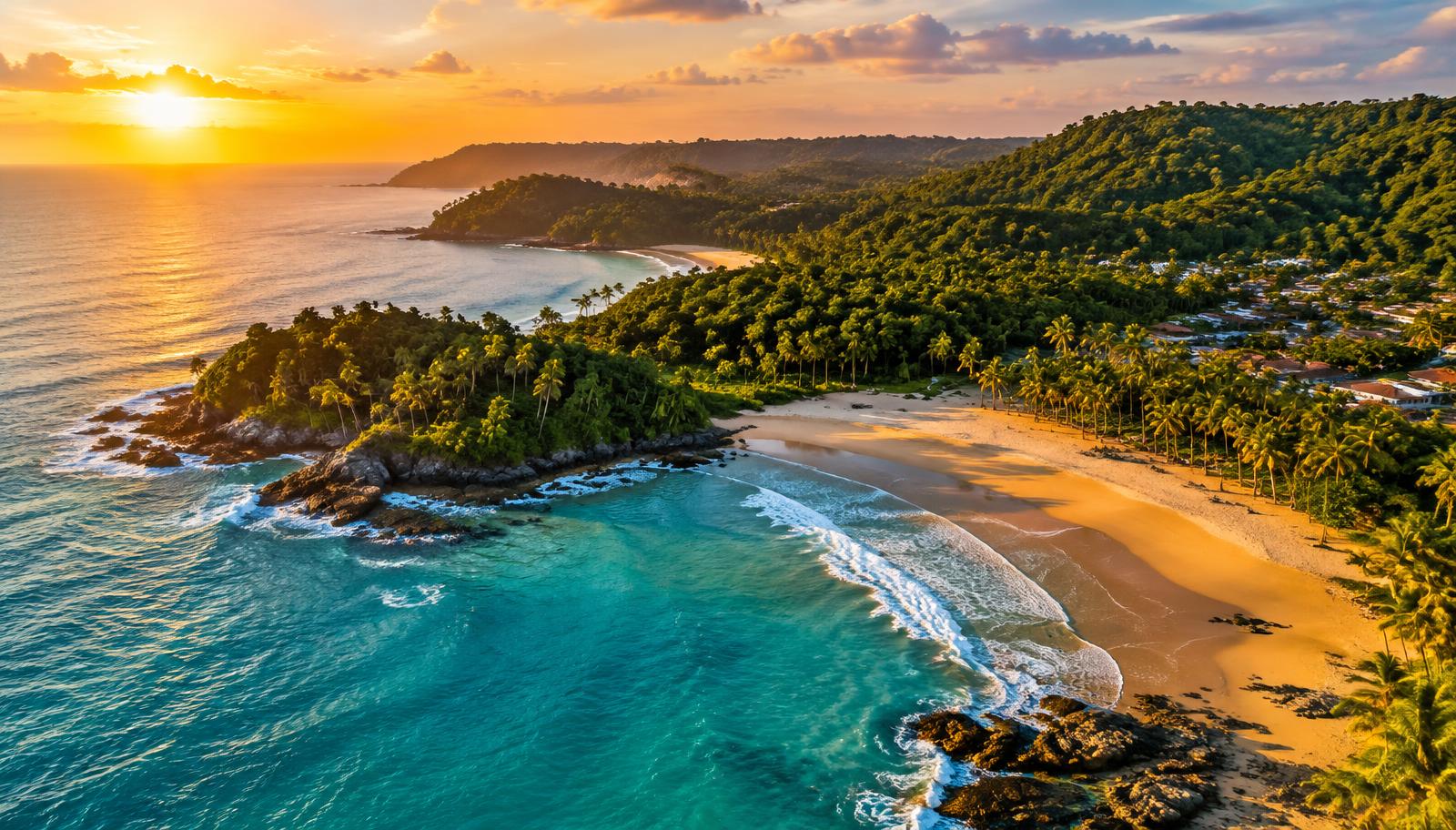 Vista aérea de praia em Itacaré